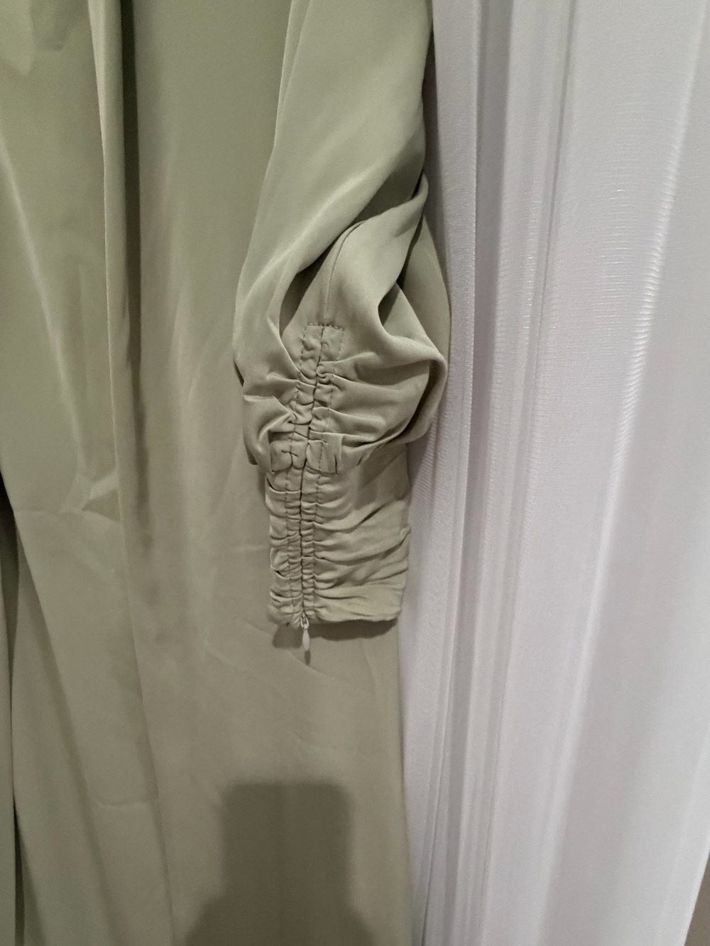 Women's Sage Green Ruched Sleeve Dress